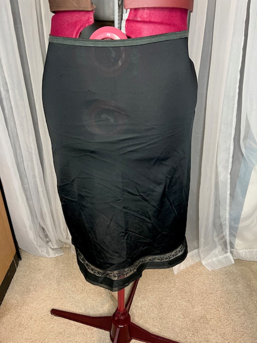 half slip skirt black slip floral lace size medium